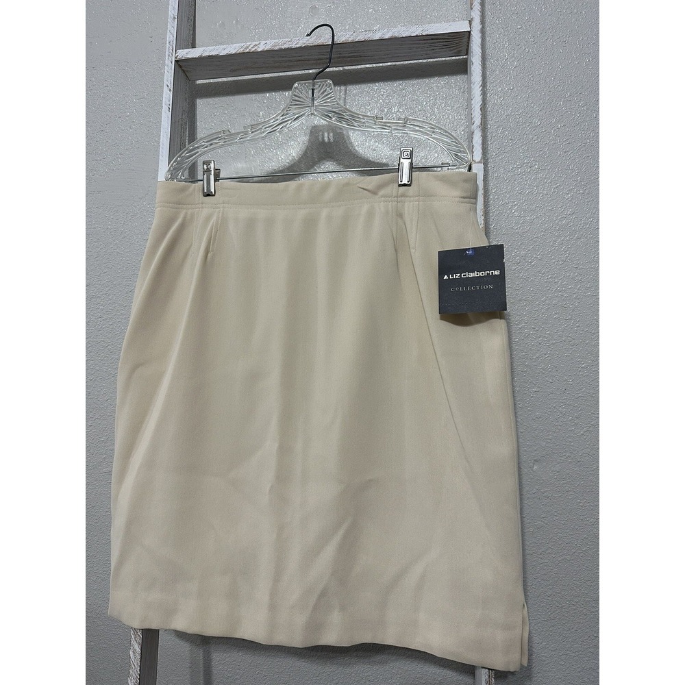 VTG NWT Sz 16 Liz Claiborne Cream Beige Blue Mood‎ Skirt Style 20740810 B-E